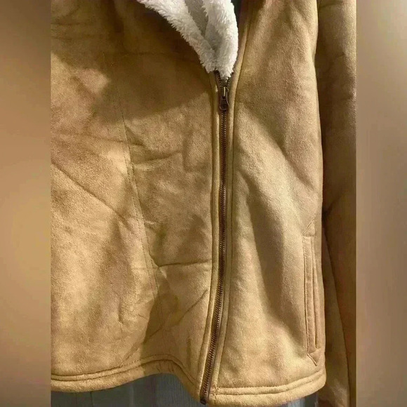 Girls Old Navy faux suede Sherpa lined zippered jacket side pockets NWOT XL (14) - Picture 13 of 13